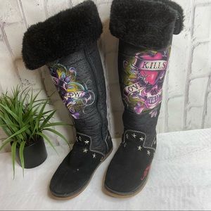 Authentic Ed Hardy Love Kills Slowly Boots